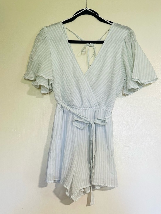 Dresses & Skirts - Light Mint Green/White Striped Romper Dress S